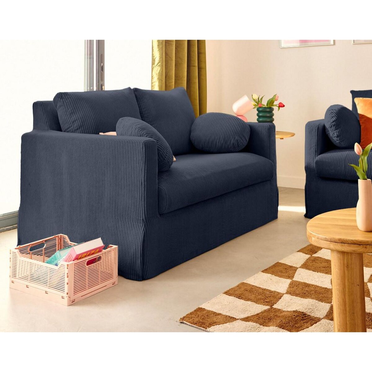 LISA DESIGN Serena - canapé droit déhoussable 2 places en velours côtelé