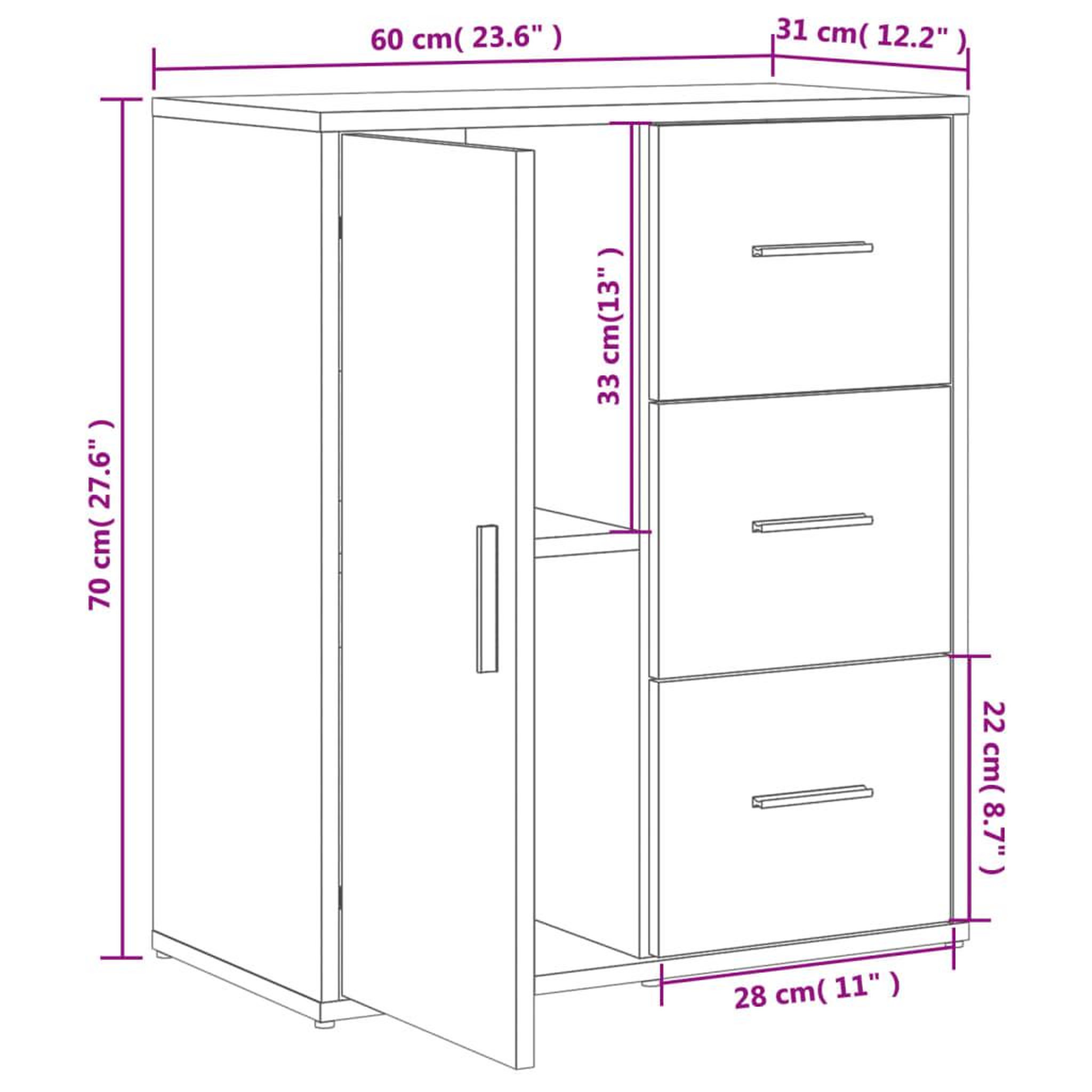 Voir la diapositive 6 : VIDAXL Buffets 2 pcs chene fume 60x31x70 cm bois d'ingenierie