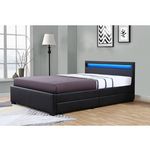 Habitat et Jardin Lit LED avec 4 tiroirs  Nico  - 140 × 190 cm - Noir