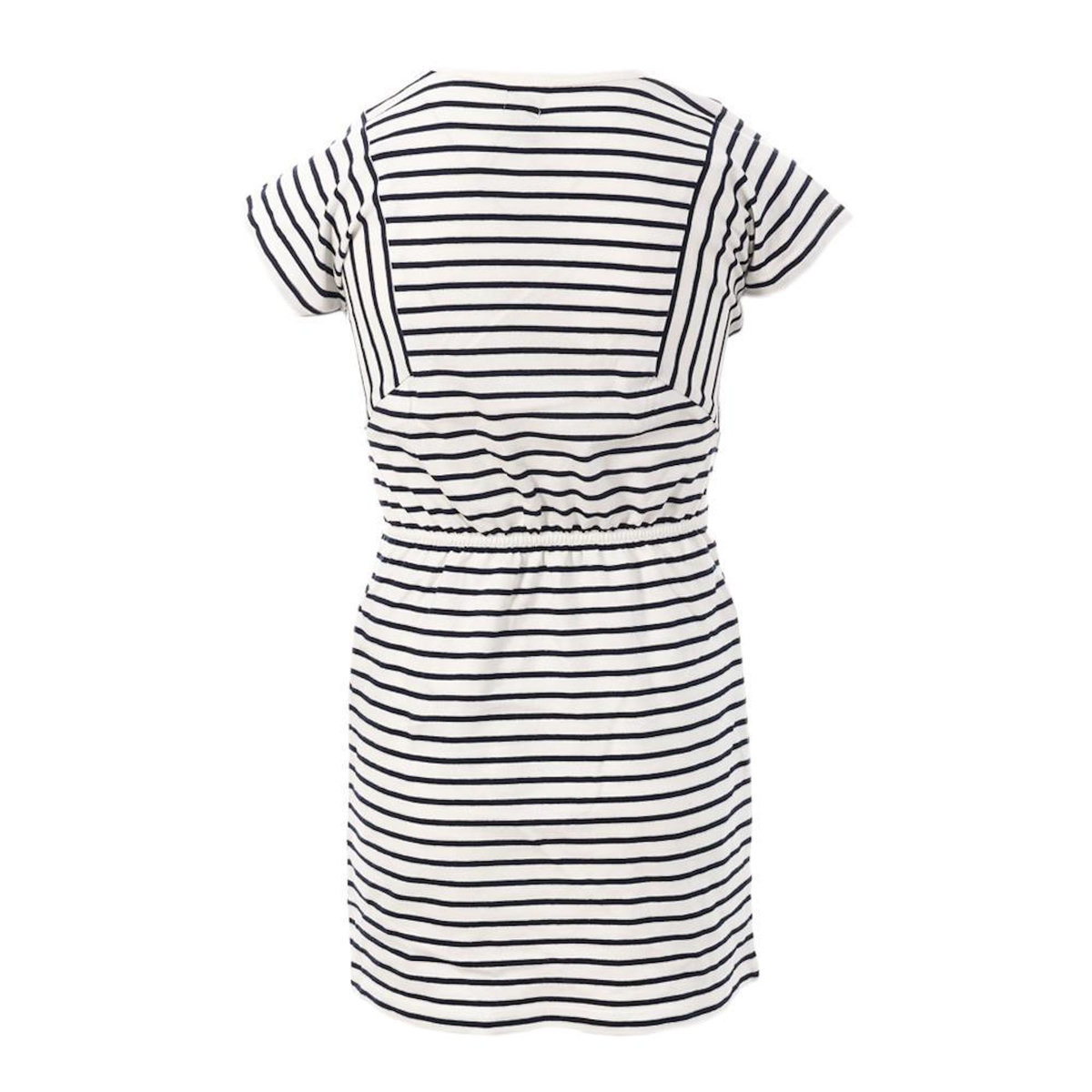 ELLE EST OU LA MER Robe à Rayures Marine/Blanc Fille EOM Pinil