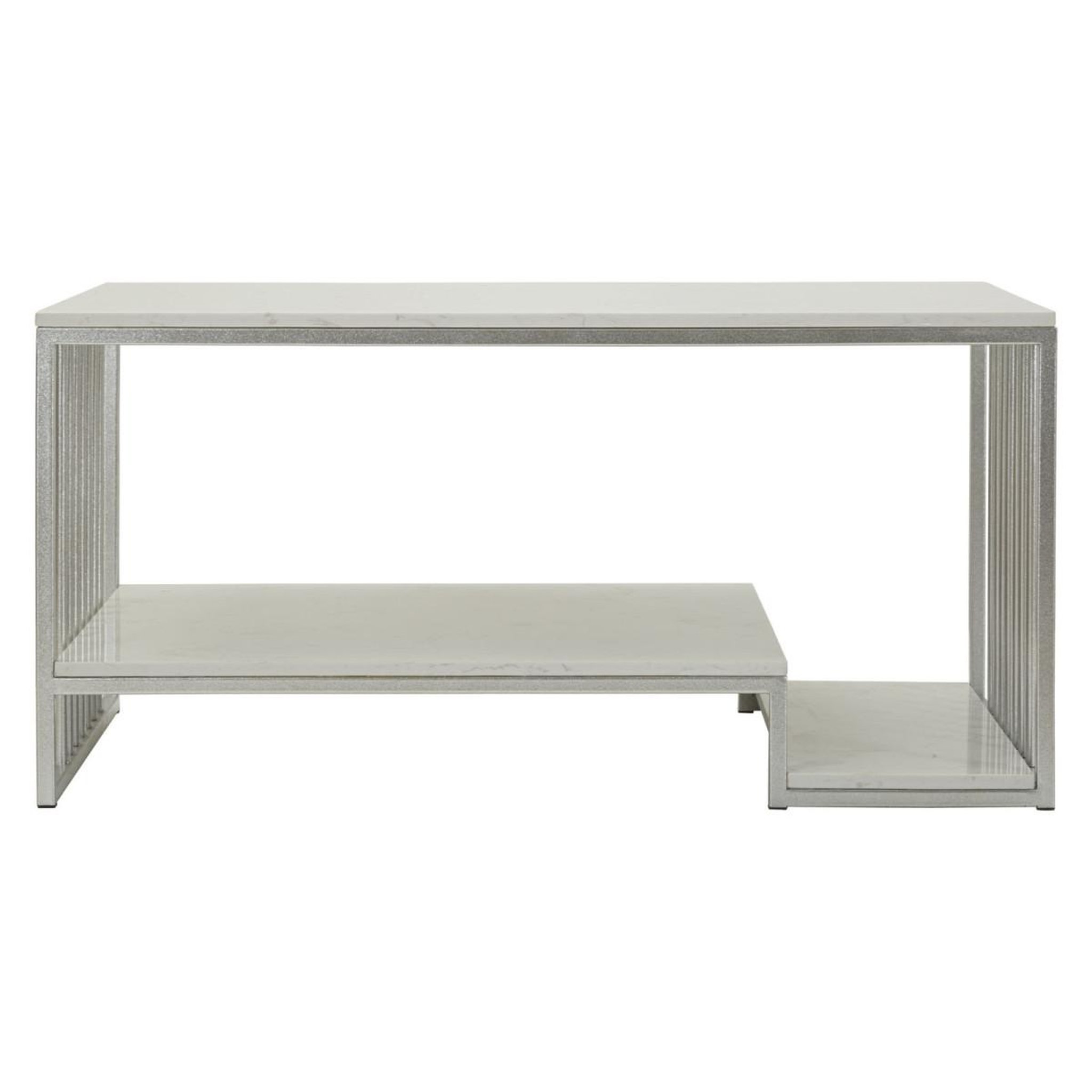 Voir la diapositive 2 : Paris Prix Table basse en marbre  kayseri  90cm argent & blanc