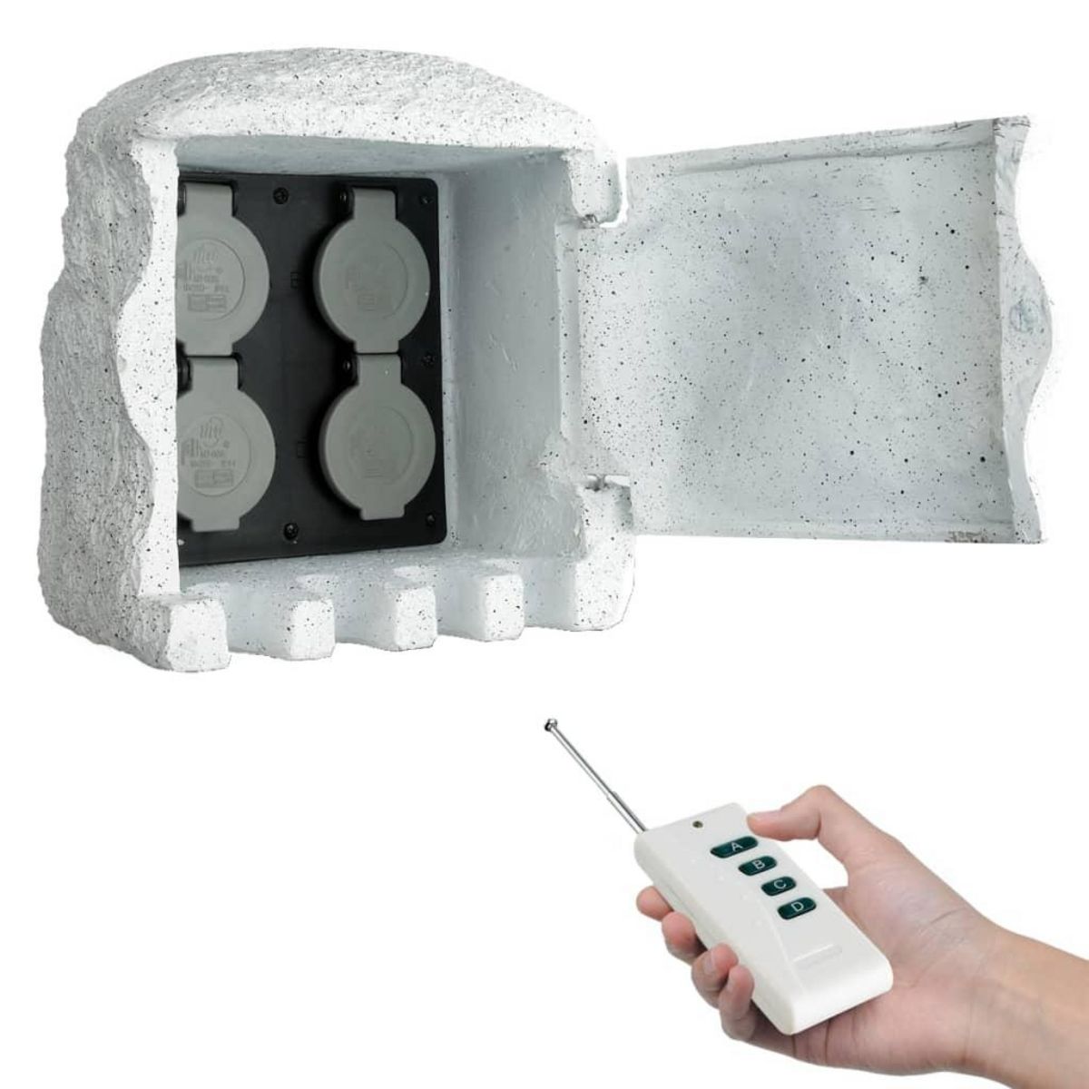 VIDAXL Prise de jardin sous forme de fausse pierre avec telecommande