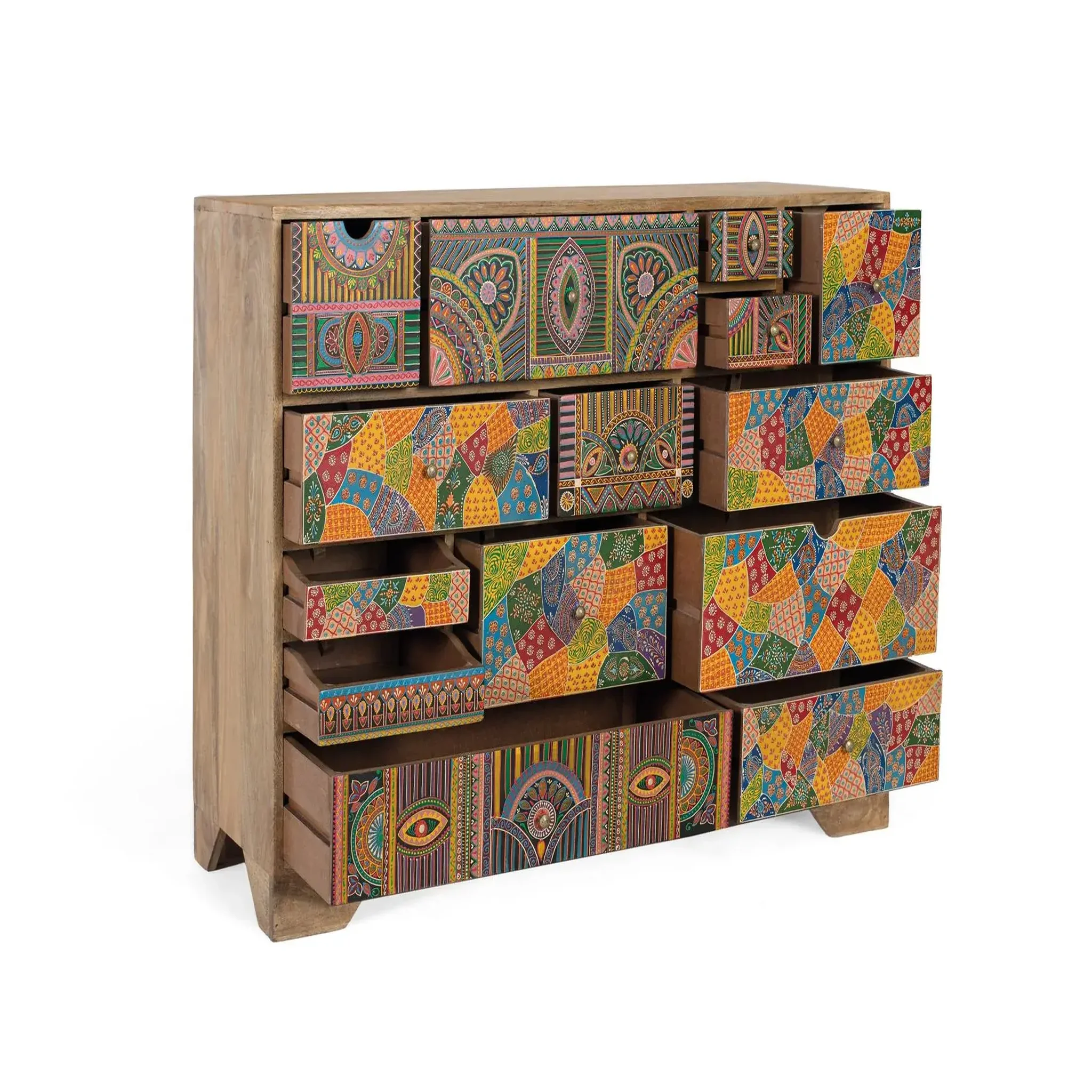 Voir la diapositive 2 : GINER Y COLOMER SL Commode en bois de manguier 120 cm style boho ethnique