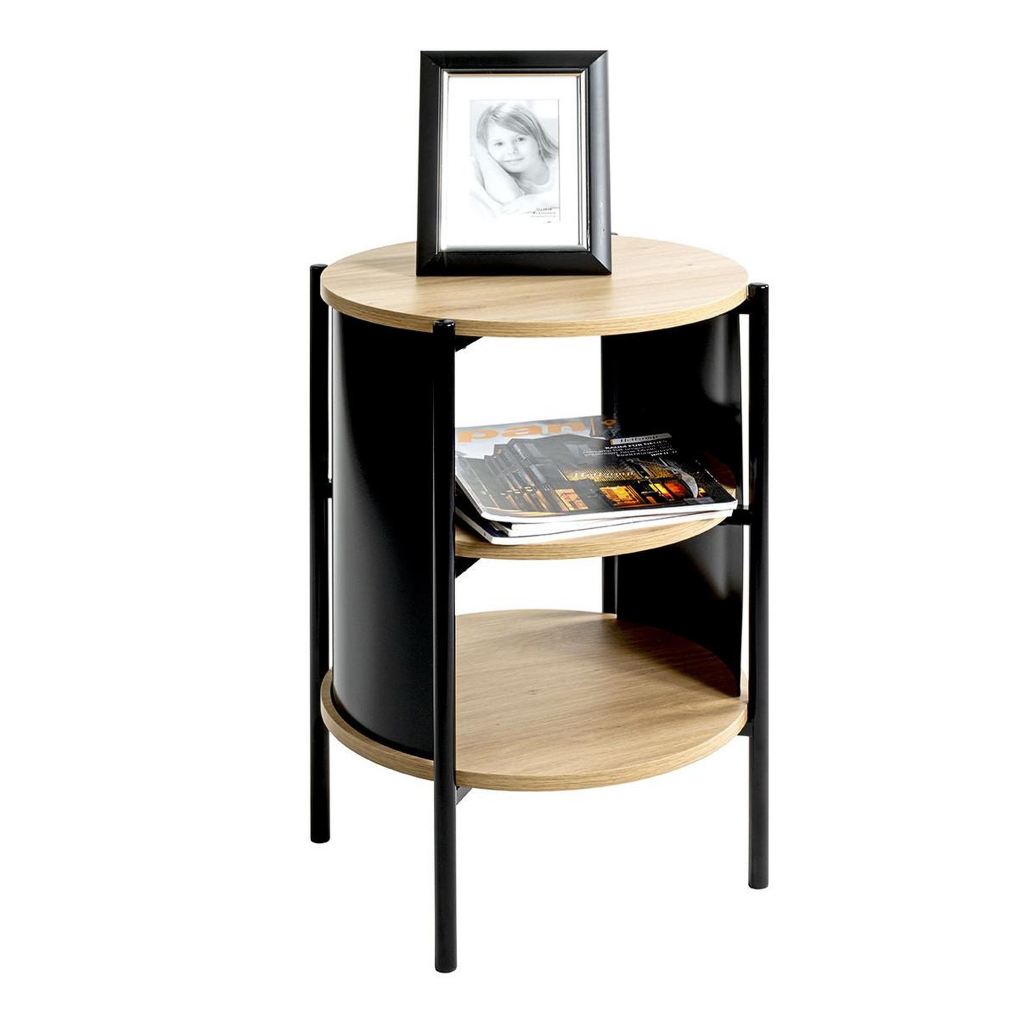 Voir la diapositive 2 : Paris Prix Table de chevet avec étagères  morphee  60cm noir & naturel