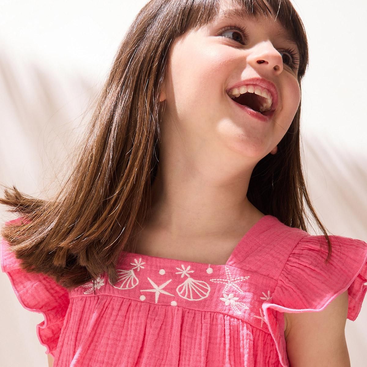 Petit Béguin Robe enfant en gaze de coton Bahamas