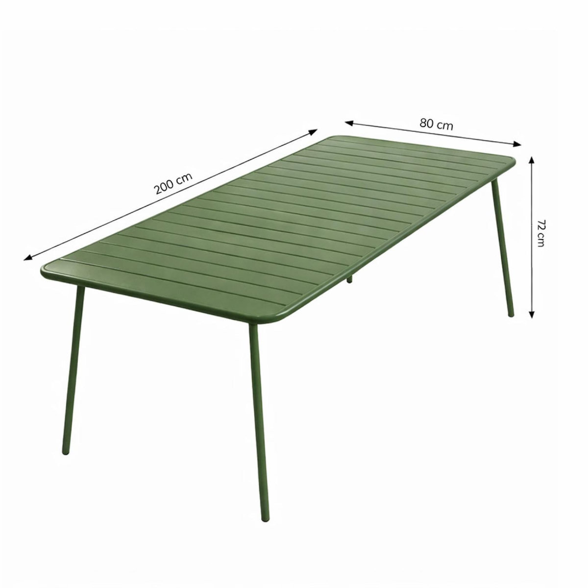 CONCEPT USINE Ensemble table de jardin 200 cm et 8 chaises vert BERGAME