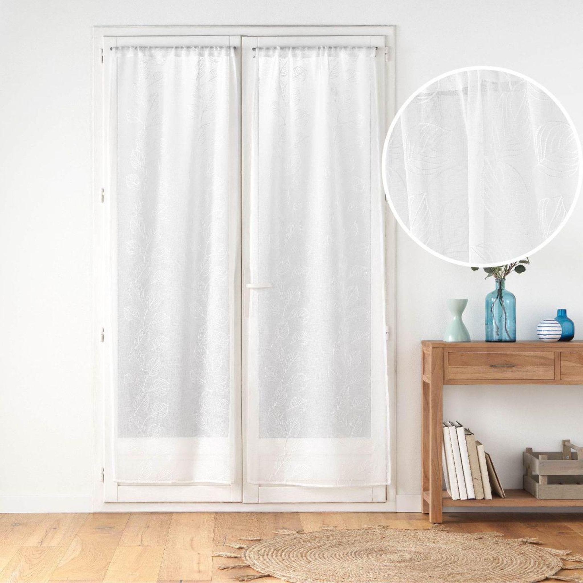 Voir la diapositive 6 : Douceur d'Intérieur Paire de voilages passe-tringle  edenia  70x240cm blanc