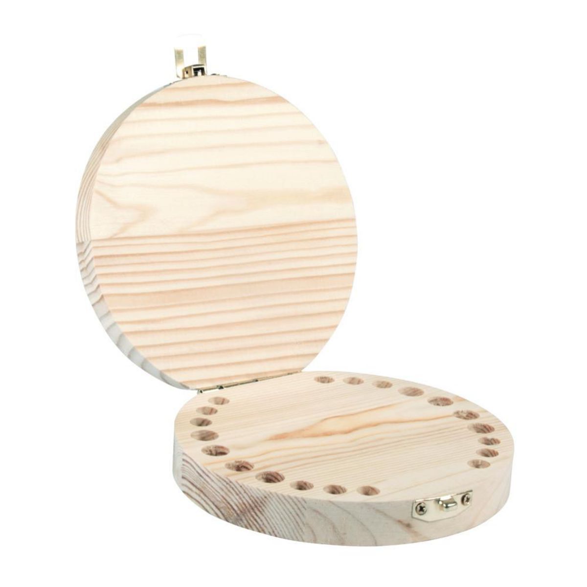 Rayher Boîte pour dents de lait en bois brut ø 12 x 2,7 cm