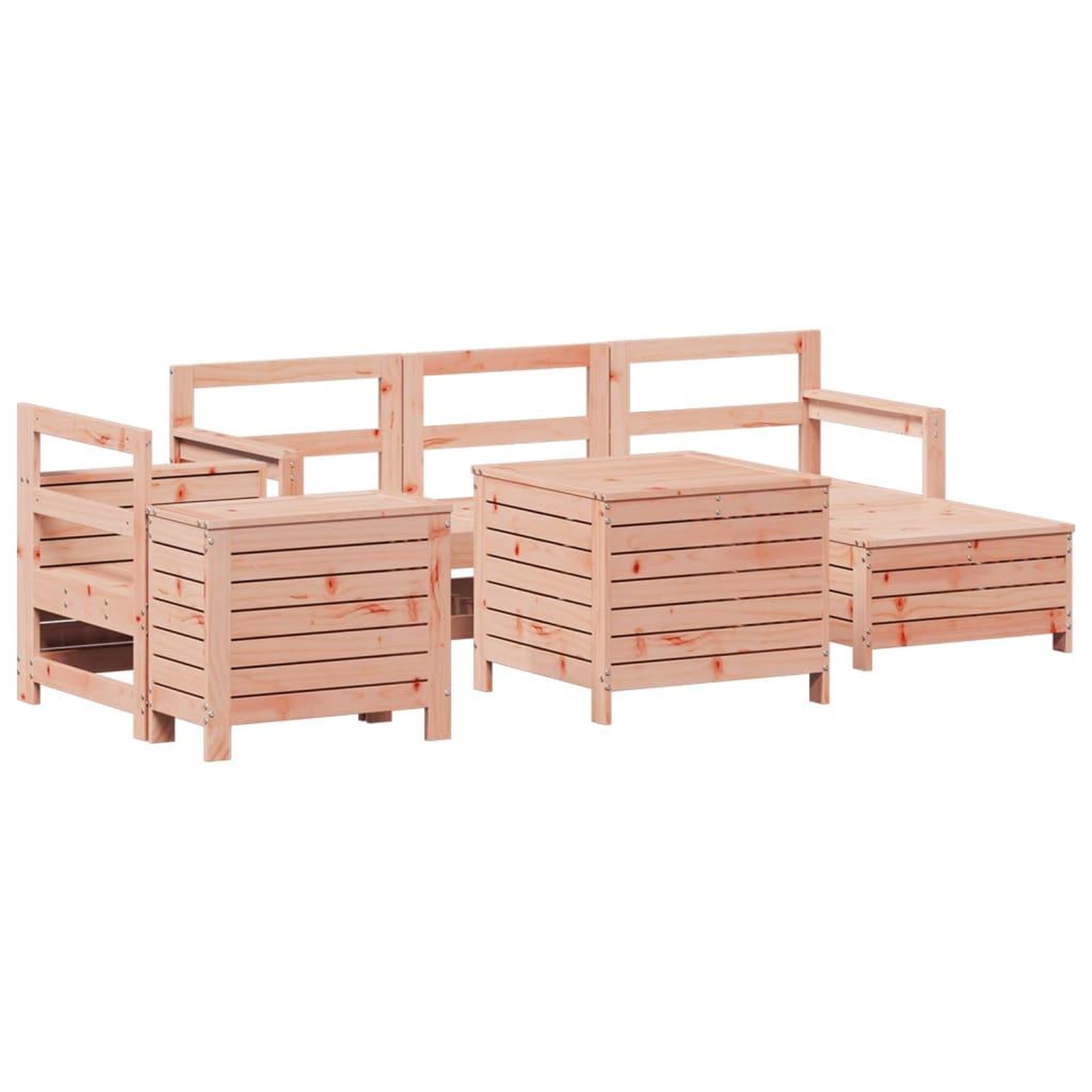 Voir la diapositive 2 : VIDAXL Salon de jardin 7 pcs bois massif sapin de douglas