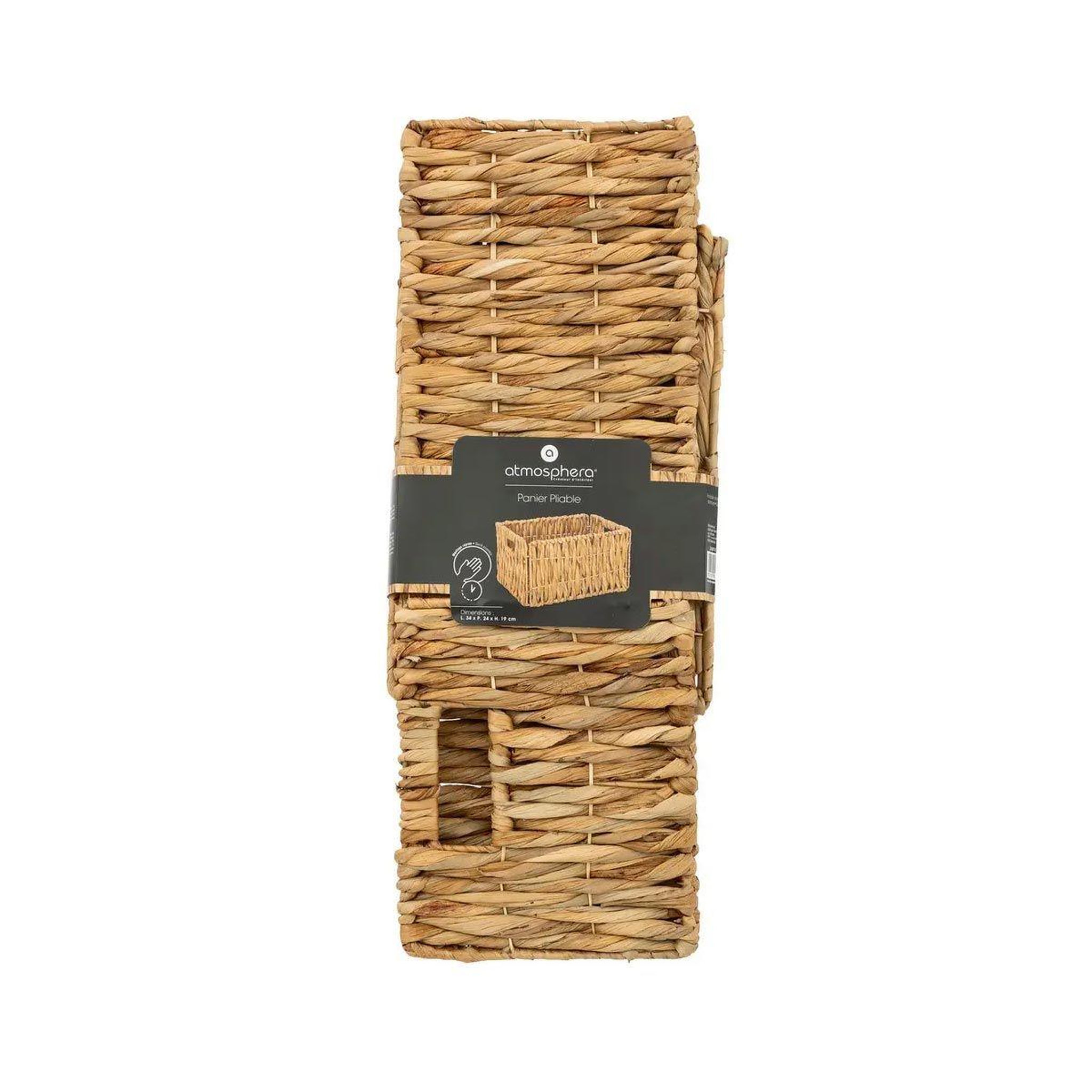 Voir la diapositive 2 : ATMOSPHERA Panier pliable en jacinthe  maura  34cm naturel