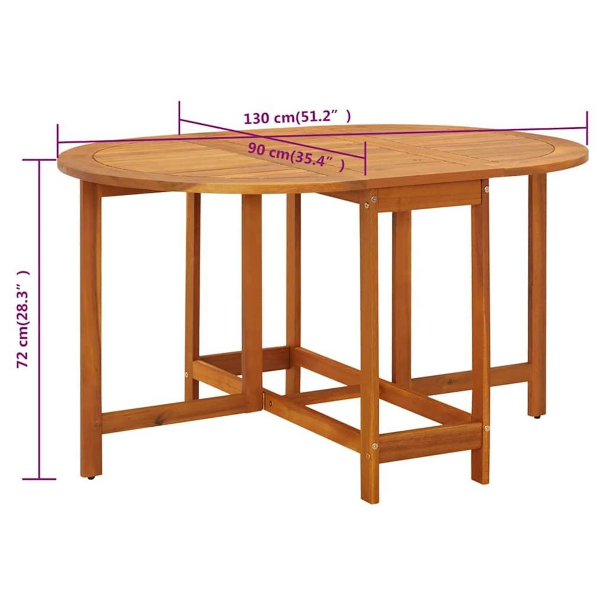 VIDAXL Table de jardin 130x90x72 cm Bois d'acacia massif