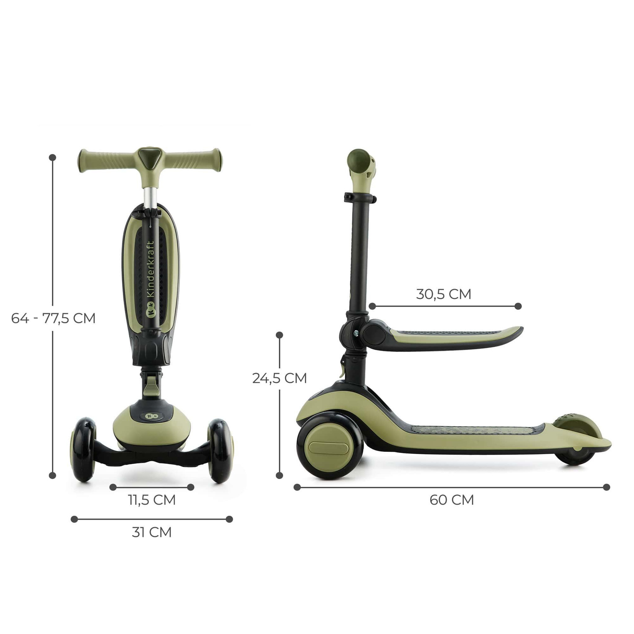 Voir la diapositive 6 : KINDERKRAFT Trottinette enfant pliante avec siege et roues lumineuses