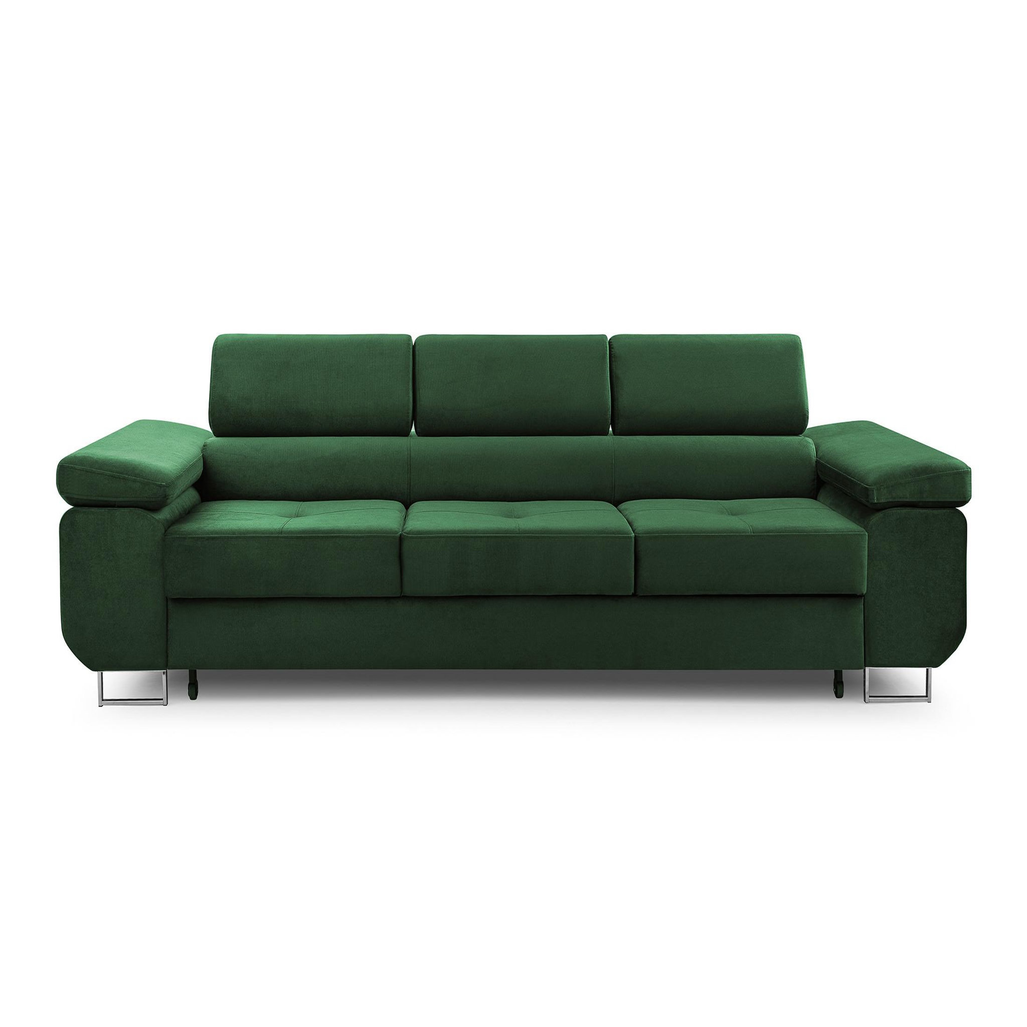 Voir la diapositive 1 : BEST MOBILIER Pablo - canapé 3 places - convertible avec têtières réglables - en velours