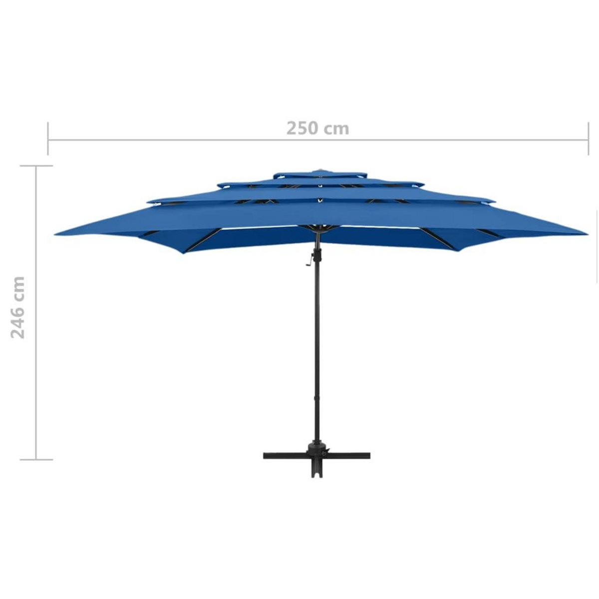 VIDAXL Parasol de jardin a 4 niveaux avec mat en aluminium bleu azure