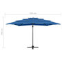 Voir la diapositive 6 : VIDAXL Parasol de jardin a 4 niveaux avec mat en aluminium bleu azure