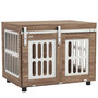 Voir la diapositive 1 : PAWHUT Cage pour chien en bois - porte coulissante verrouillable - dim. 80 x 59 x 63 cm - acier beige effet bois noyer