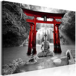 Paris Prix Tableau Imprimé  Buddha Smile Wide Red. Coloris disponibles : Multicolore