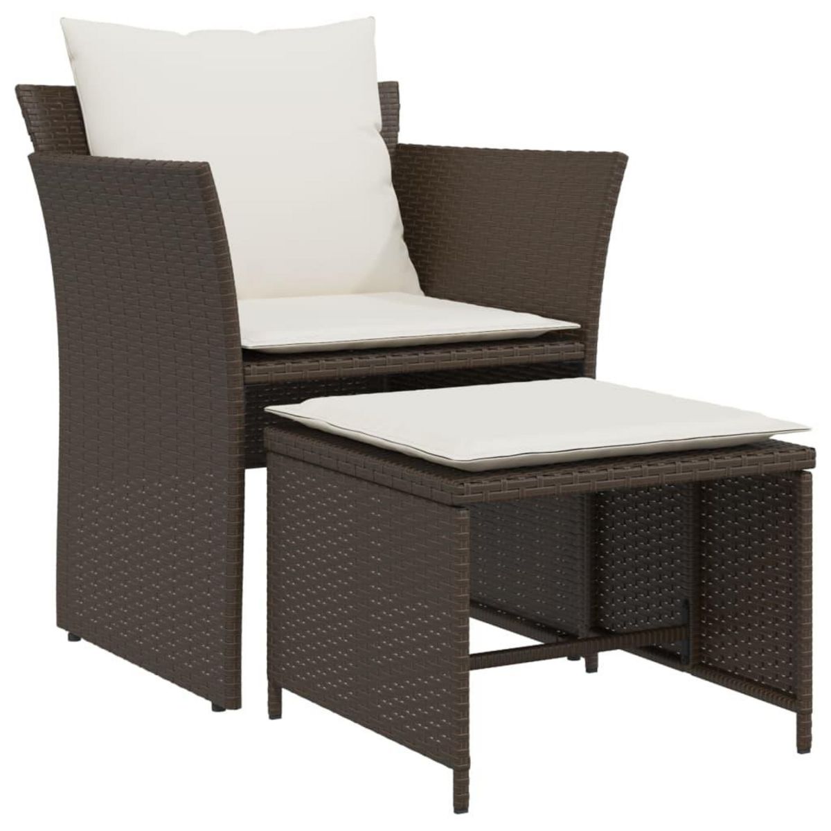 VIDAXL Chaise de jardin avec tabouret marron resine tressee