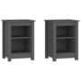 Voir la diapositive 2 : VIDAXL Tables de chevet 2 pcs Gris 40x35x55 cm Bois de pin solide