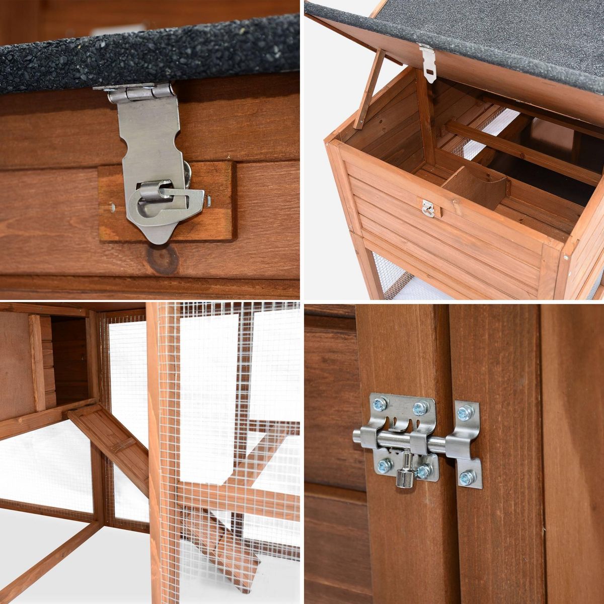 SWEEEK Poulailler en bois GELINE. 4 poules. cage à poule avec enclos