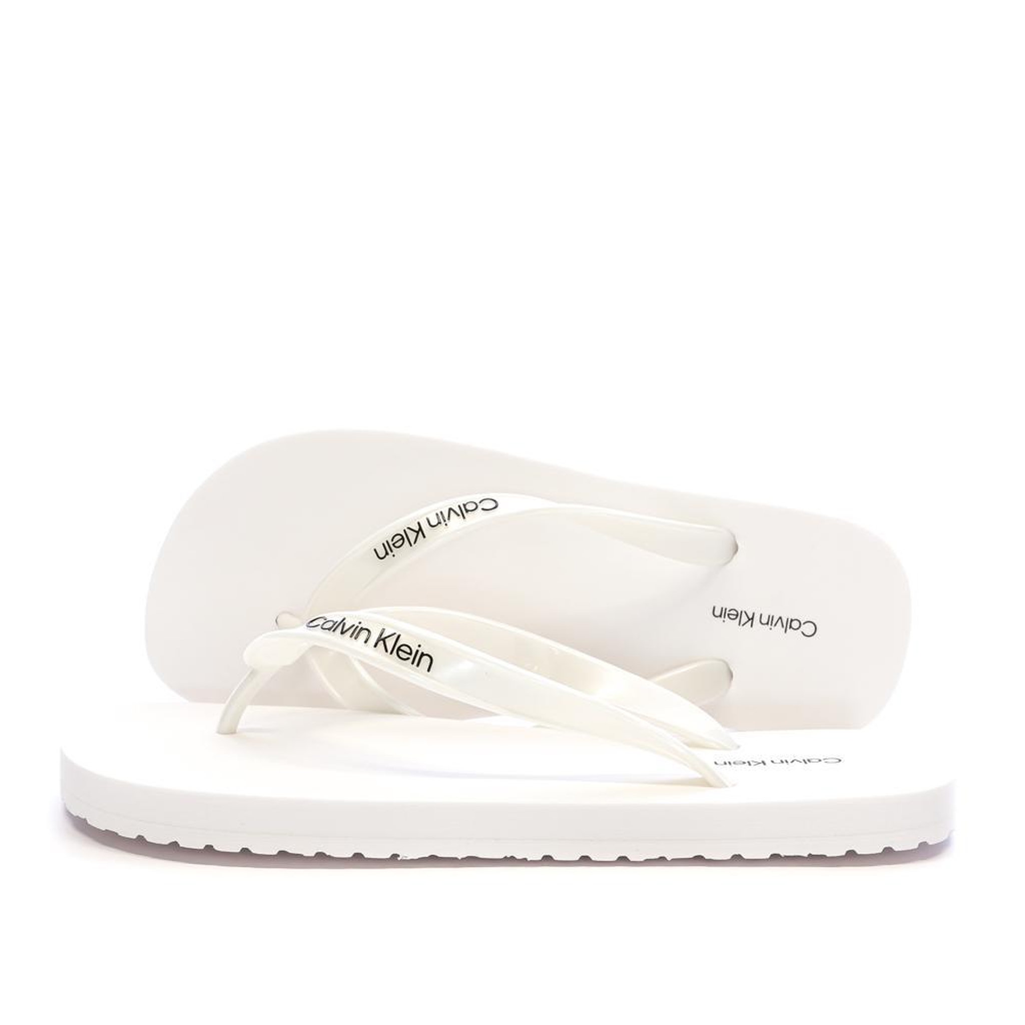 Voir la diapositive 1 : CALVIN KLEIN JEANS Tongs Blanches Femme Calvin Klein Jeans Flip Flop Tpu Metall