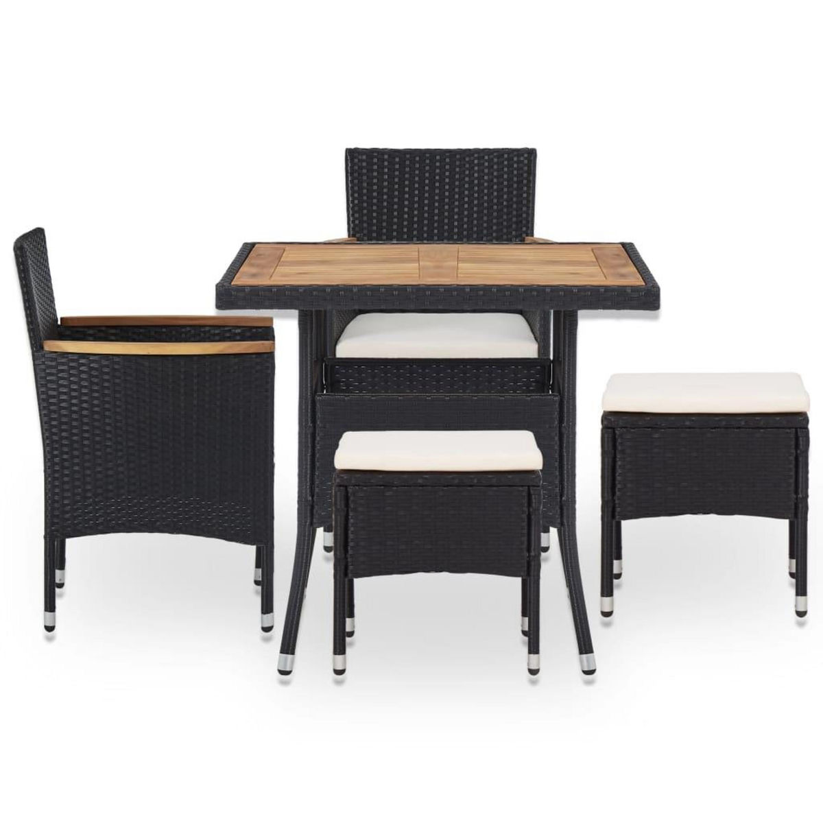VIDAXL Mobilier d'exterieur 5 pcs Noir Resine tressee et bois d'acacia