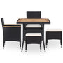 Voir la diapositive 2 : VIDAXL Mobilier d'exterieur 5 pcs Noir Resine tressee et bois d'acacia