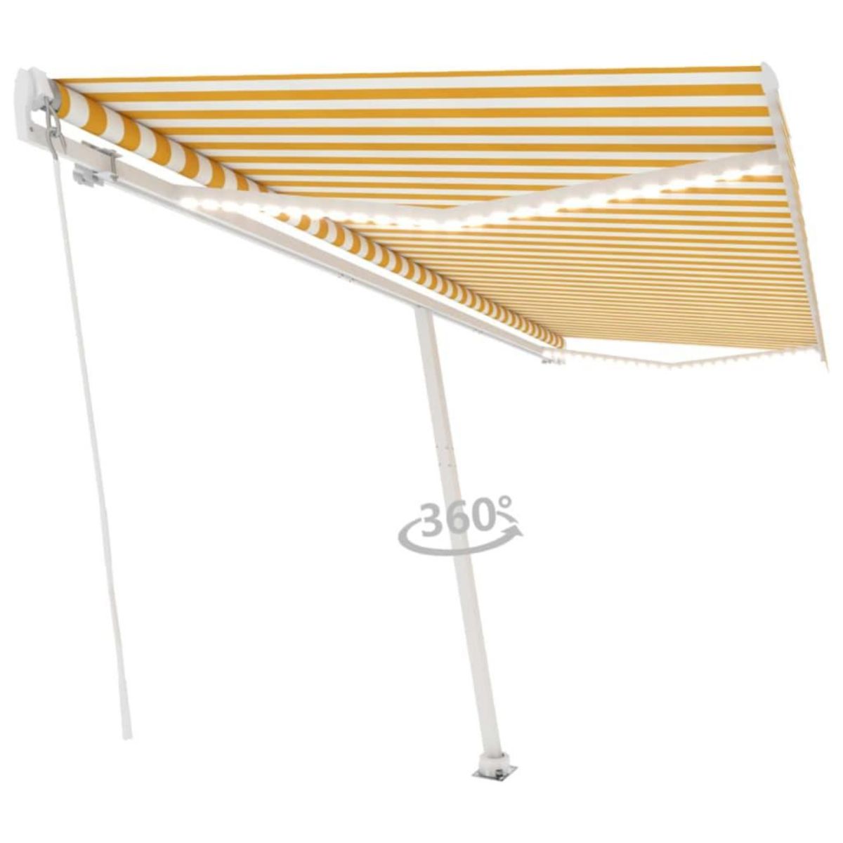 VIDAXL Auvent manuel retractable avec LED 500x300 cm Jaune et blanc