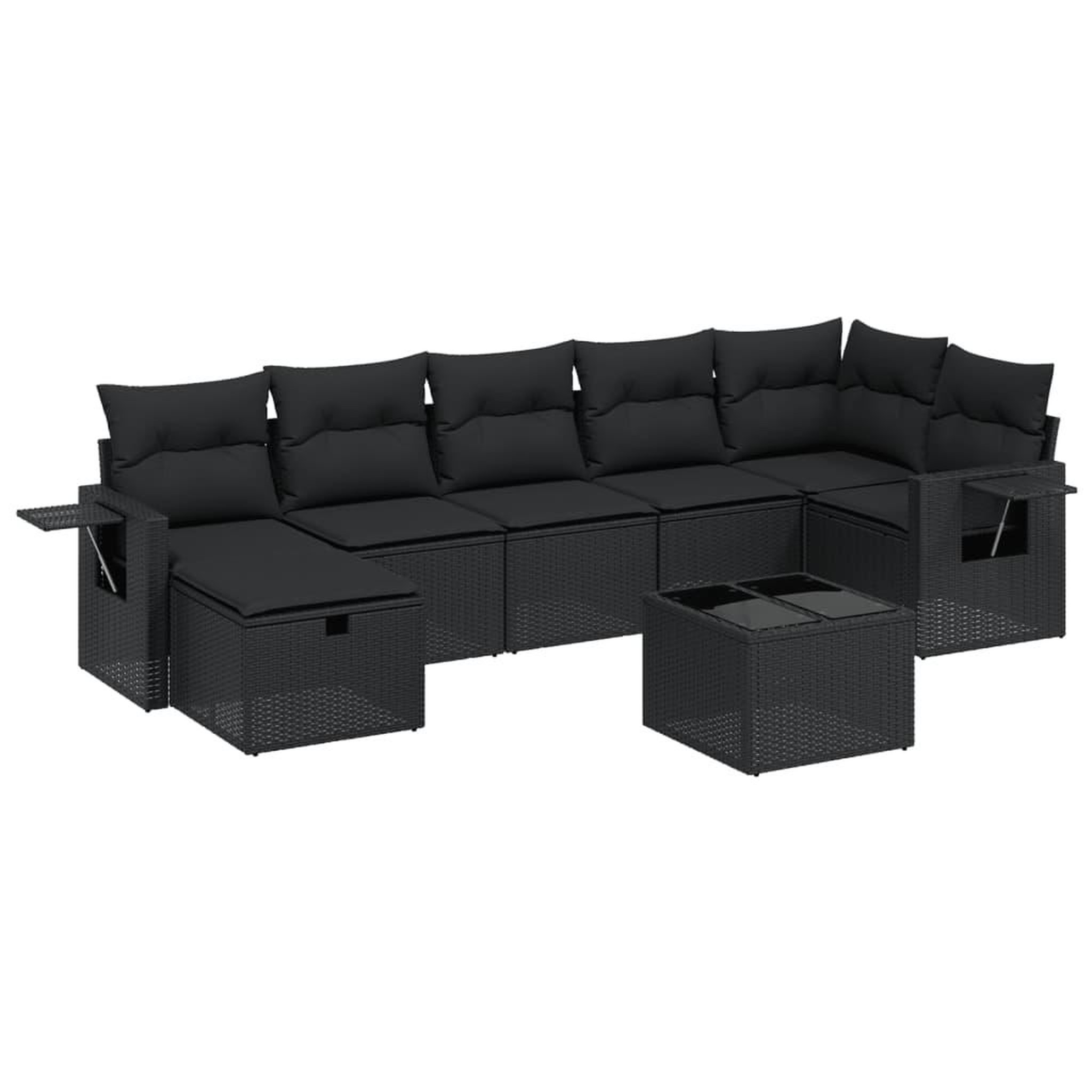 Voir la diapositive 2 : VIDAXL Salon de jardin 8 pcs avec coussins noir resine tressee