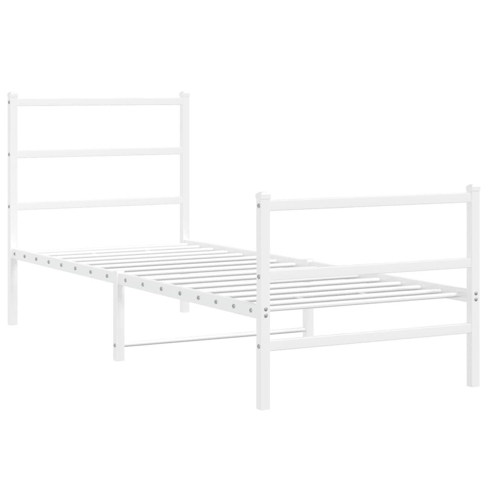 Voir la diapositive 3 : VIDAXL Cadre de lit metal sans matelas avec pied de lit blanc 80x200cm