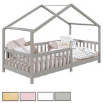IDIMEX Lit cabane LISAN 90 x 200 cm, en pin massif. Coloris disponibles : Gris, Marron, Blanc