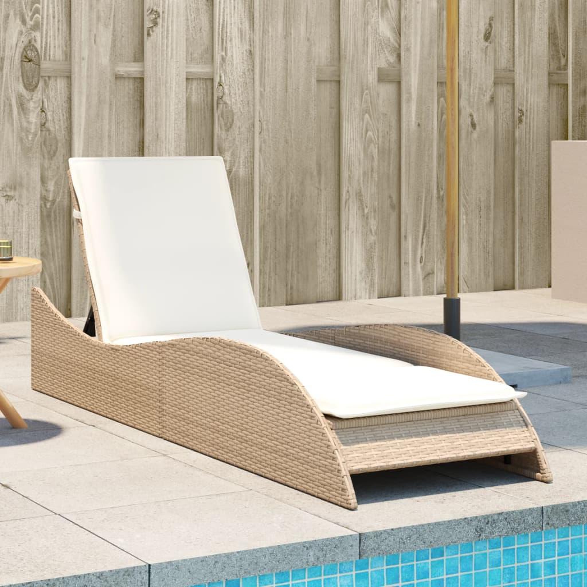 VIDAXL Chaise longue avec coussin beige 60x205x73 cm resine tressee