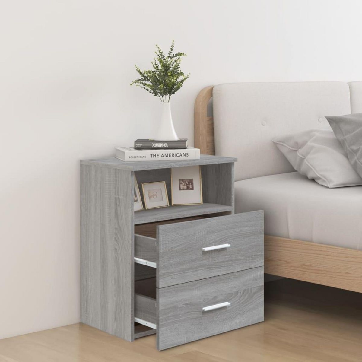 VIDAXL Table de chevet Sonoma gris 50x32x60 cm
