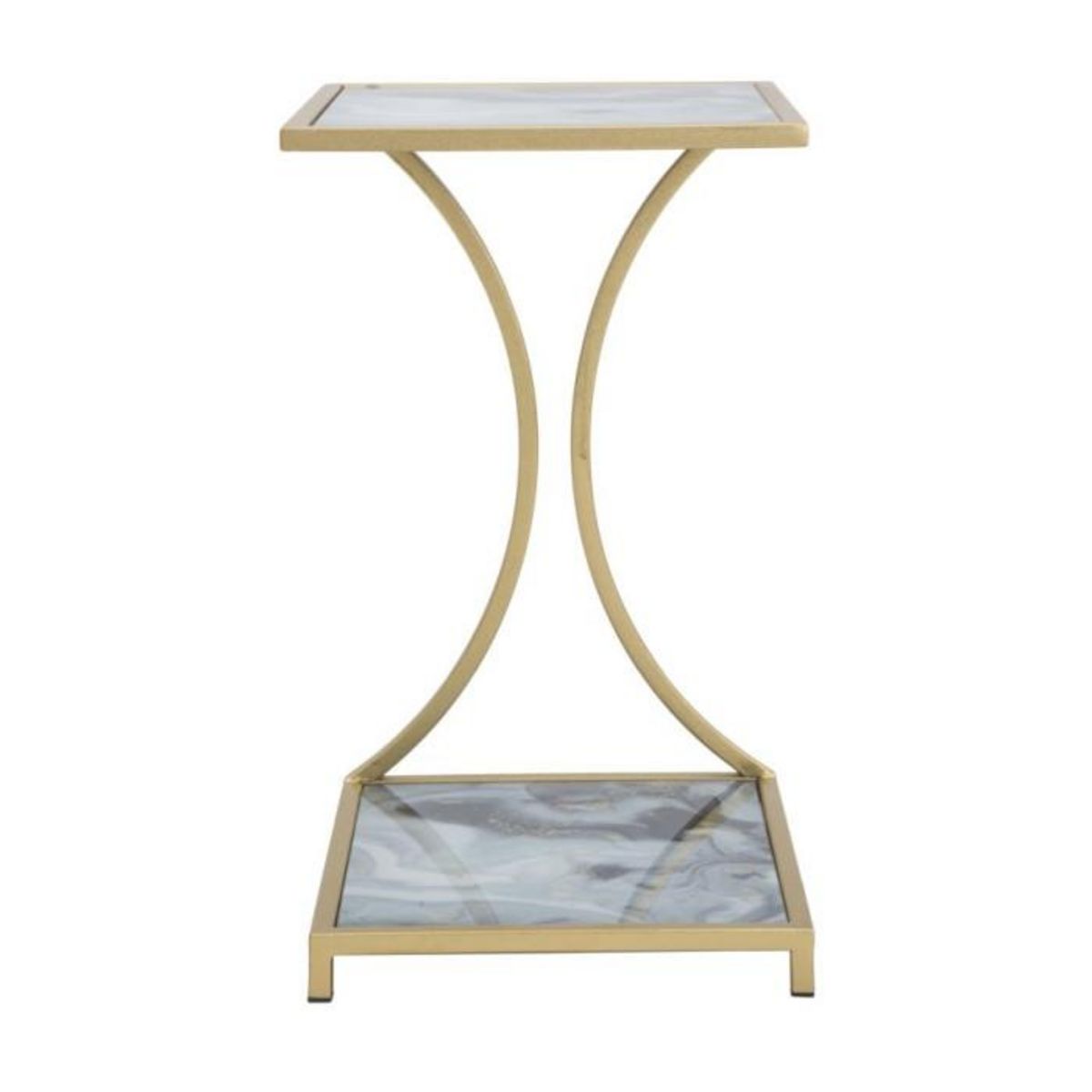 Paris Prix Table d'Appoint Effet Marbre  Level  60cm Gris & Or
