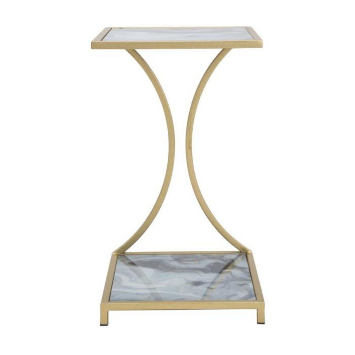 Paris Prix Table d'Appoint Effet Marbre  Level  60cm Gris & Or