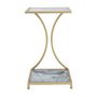 Voir la diapositive 2 : Paris Prix Table d'Appoint Effet Marbre  Level  60cm Gris & Or