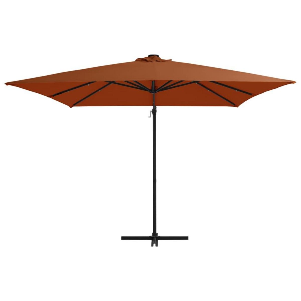 VIDAXL Parasol de jardin en porte-a-faux avec lumieres LED terre cuite