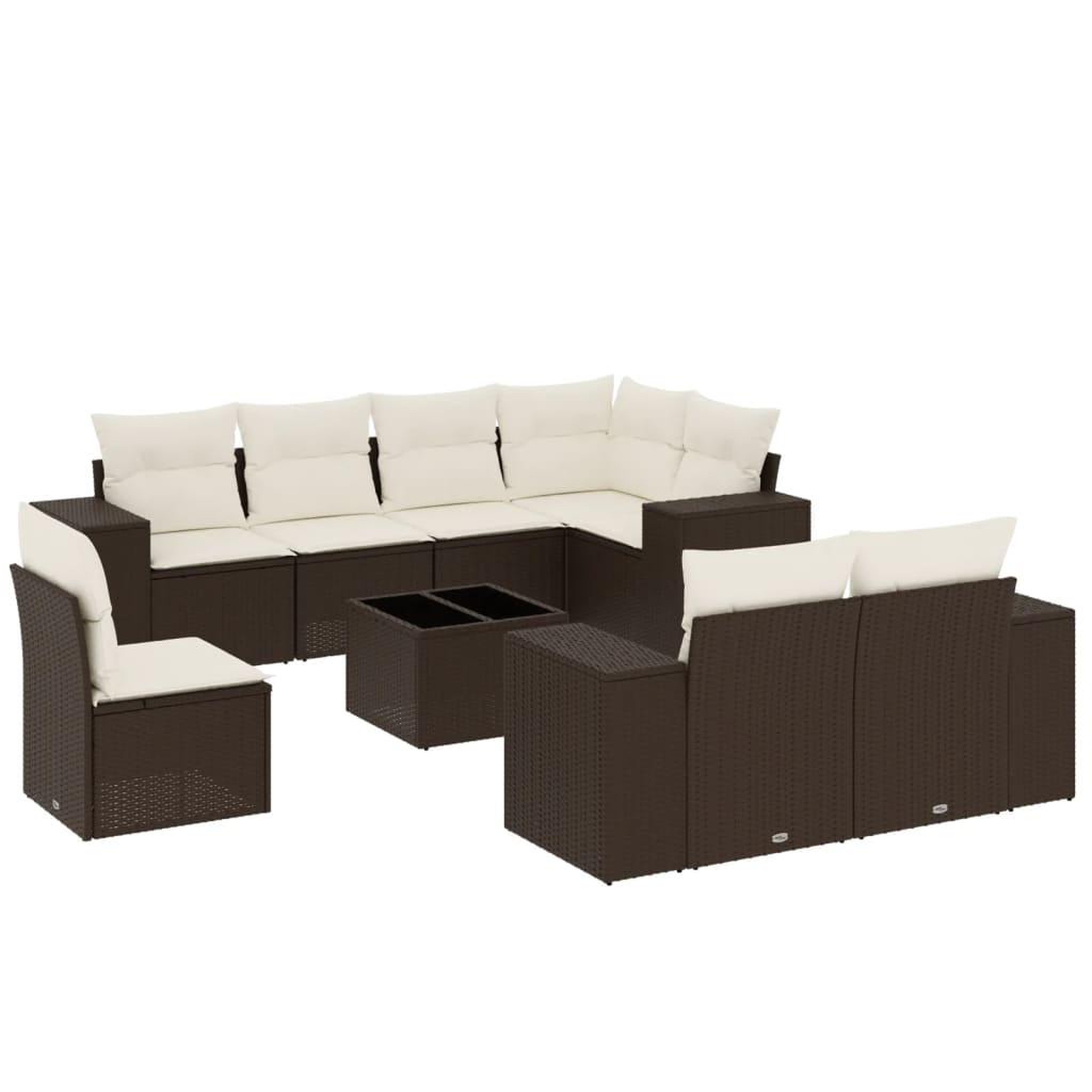 Voir la diapositive 2 : VIDAXL Salon de jardin avec coussins 9 pcs marron resine tressee