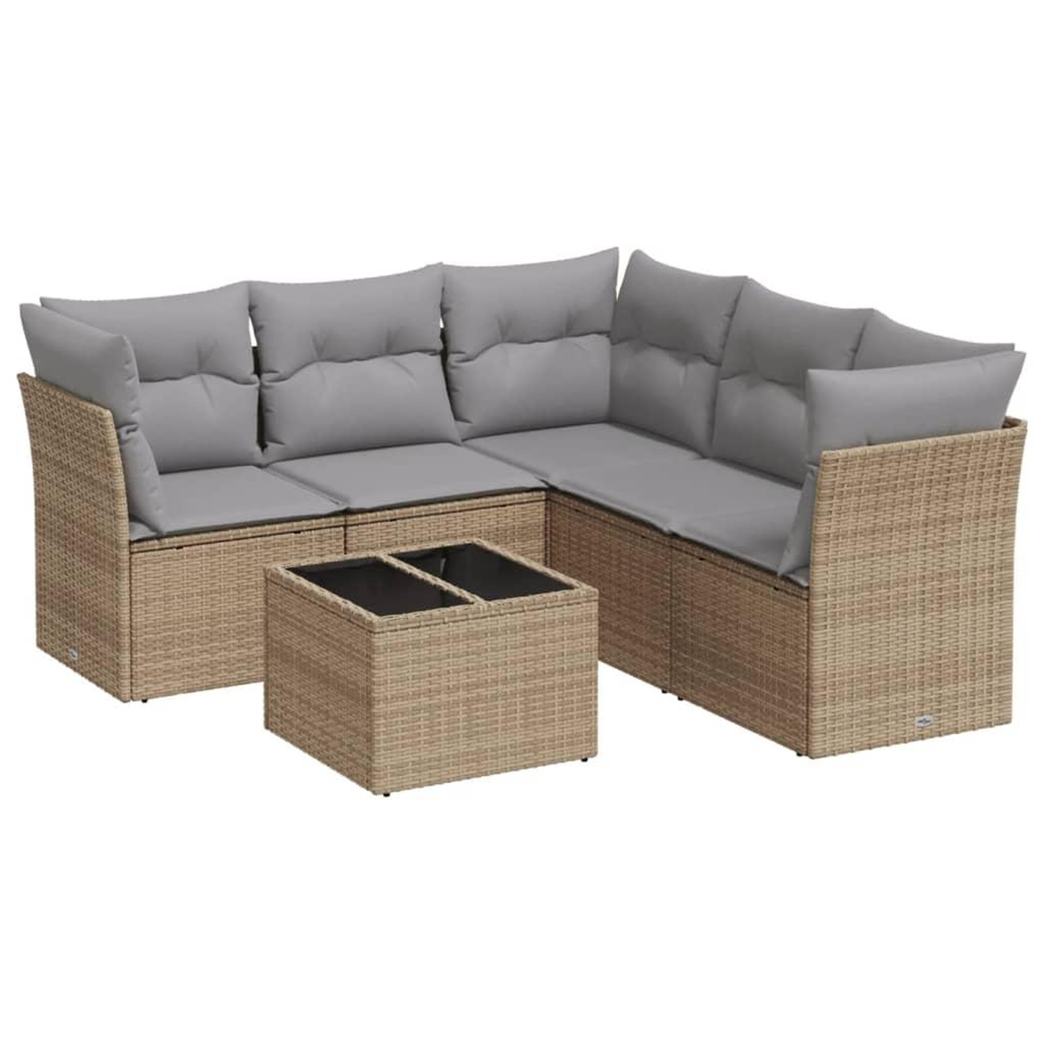 Voir la diapositive 2 : VIDAXL Salon de jardin avec coussins 6 pcs beige resine tressee