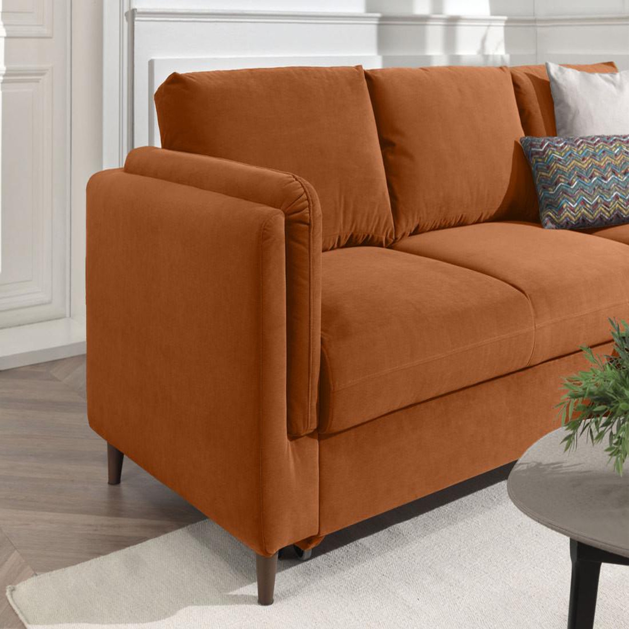 Voir la diapositive 5 : BEST MOBILIER Brooke - canapé d'angle droit - convertible avec coffre - 4 places - en velours