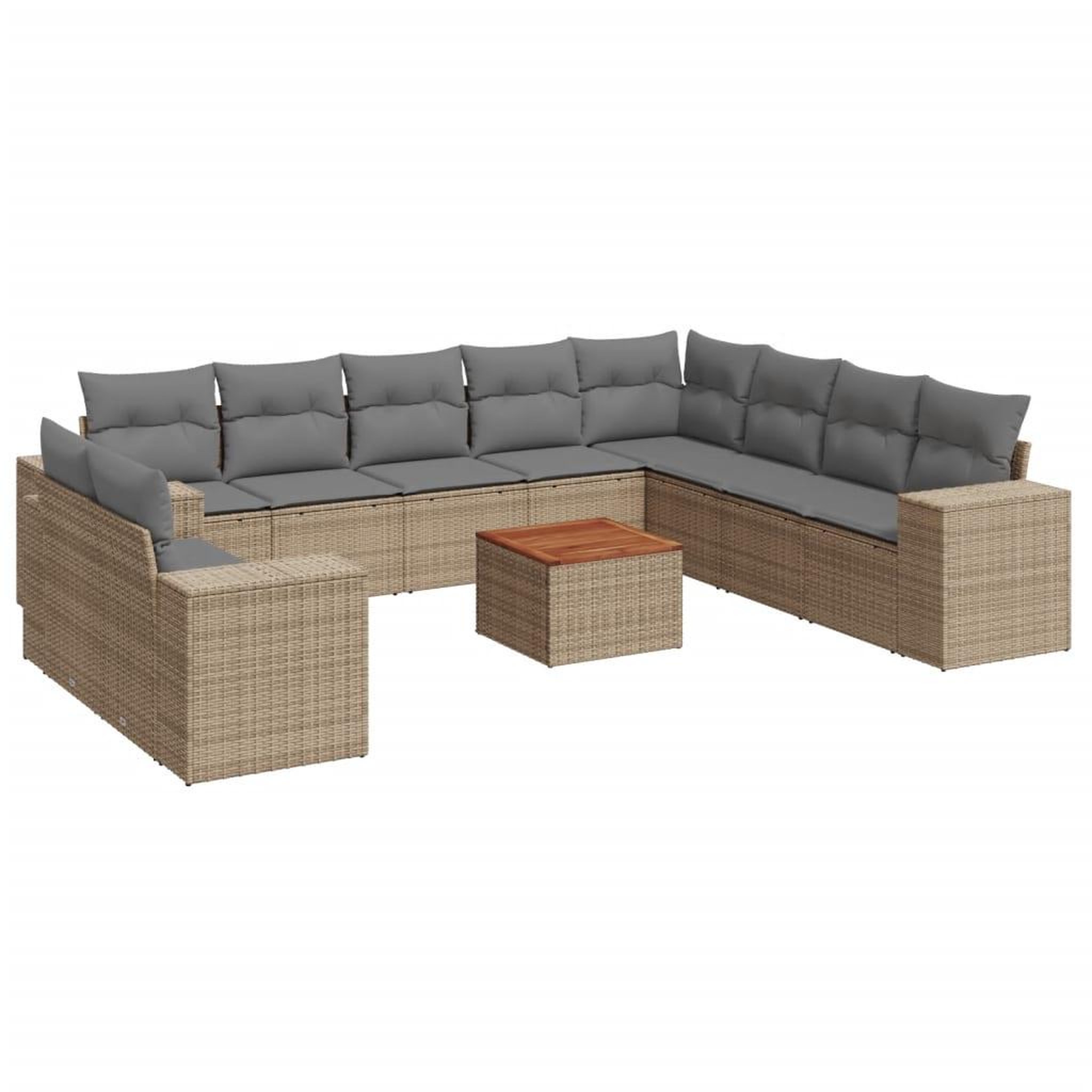 Voir la diapositive 2 : VIDAXL Salon de jardin 11 pcs avec coussins beige resine tressee