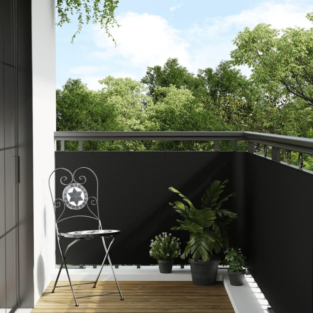 VIDAXL Paravent de balcon noir 300x100 cm resine tressee