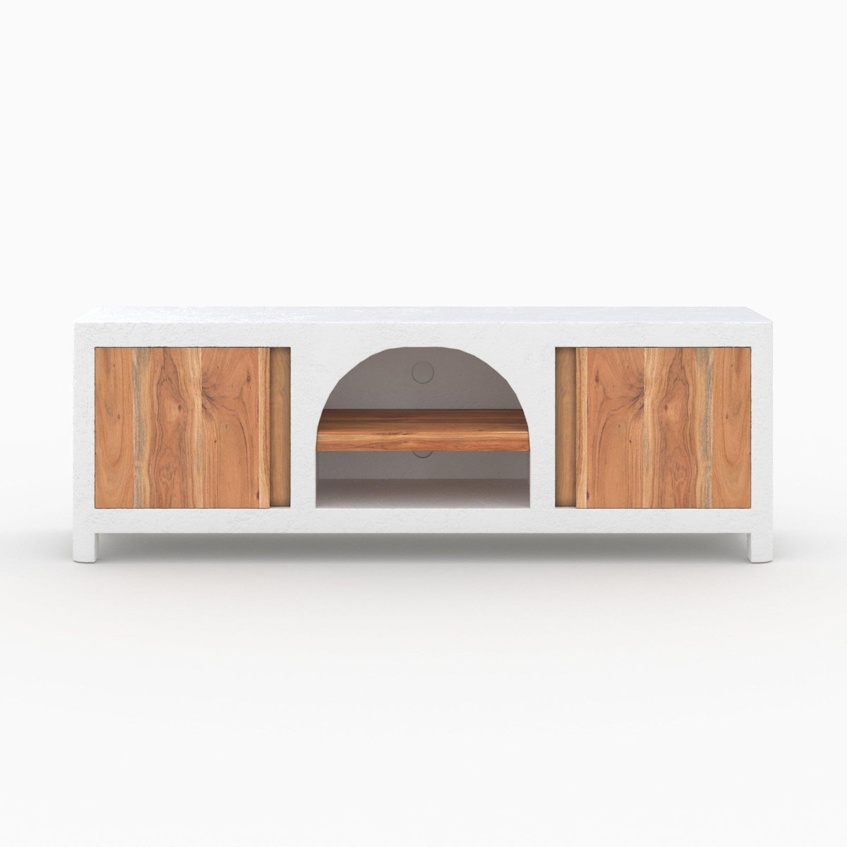 Rendez vous déco Meuble TV en plâtre blanc cassé et bois d'acacia 145 cm-Fira