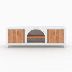 Rendez vous déco Meuble TV en plâtre blanc cassé et bois d'acacia 145 cm-Fira
