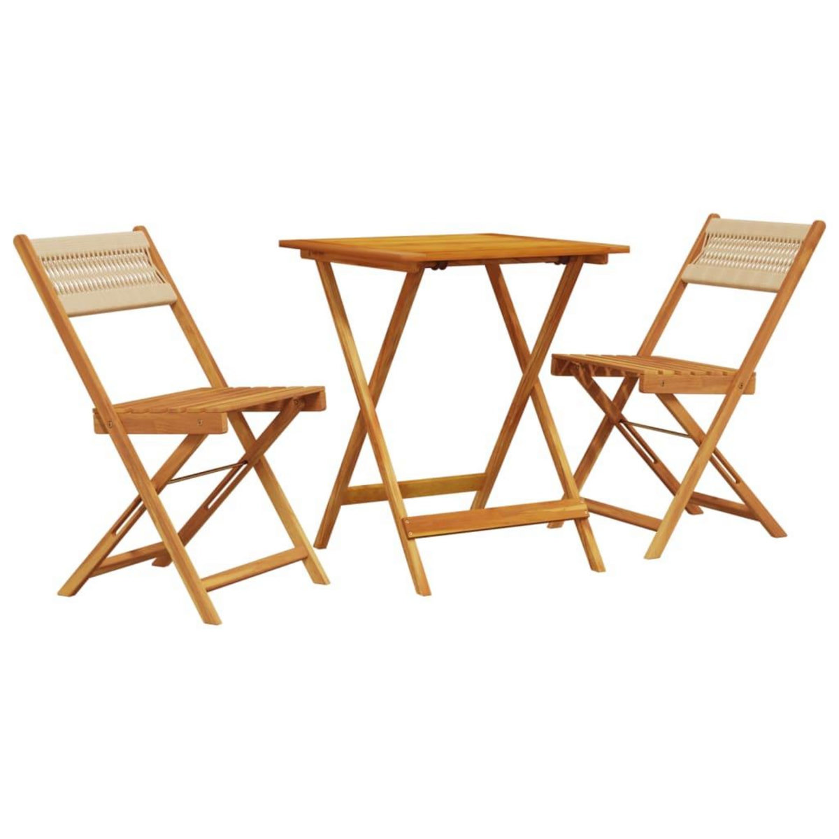 VIDAXL Ensemble de bistro 3 pcs beige polypropylene et bois massif