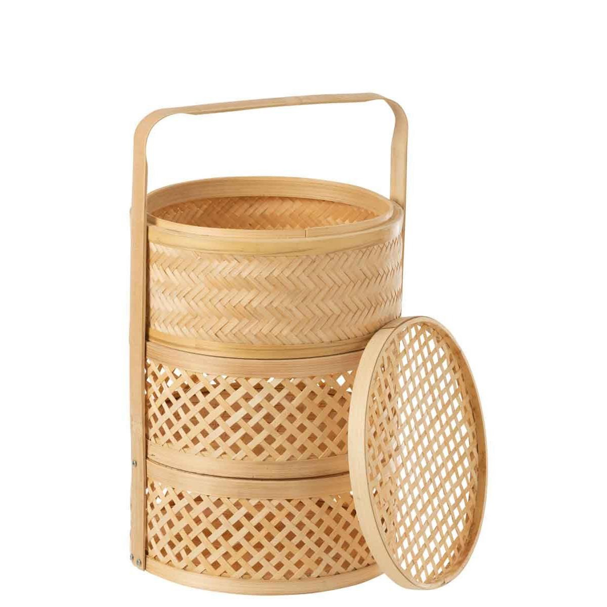 Voir la diapositive 2 : J-LINE Panier de rangement 3 niveaux  evi  30cm naturel
