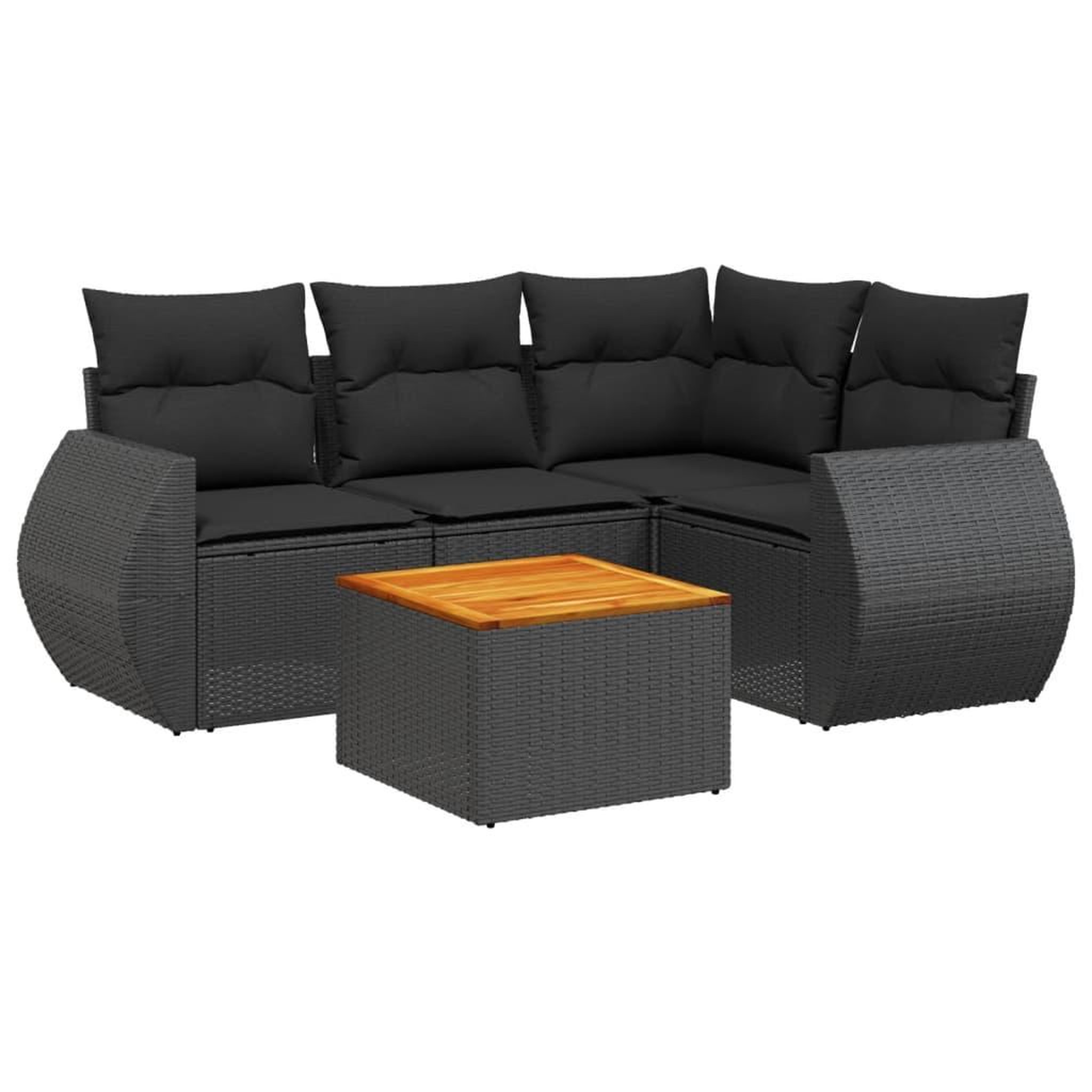 Voir la diapositive 2 : VIDAXL Salon de jardin 5 pcs avec coussins noir resine tressee
