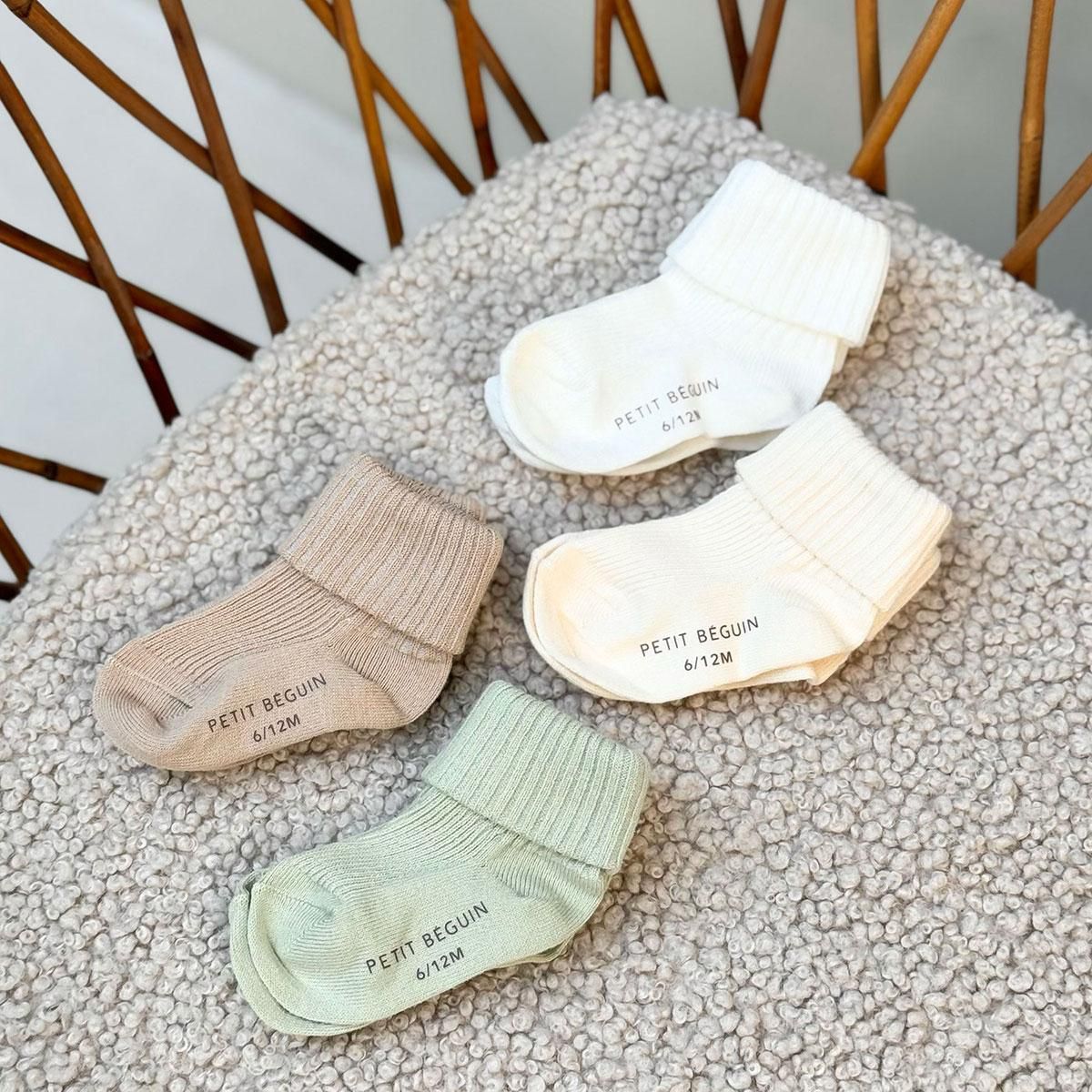 Petit Béguin Lot de 4 chaussettes bébé Hello Baby