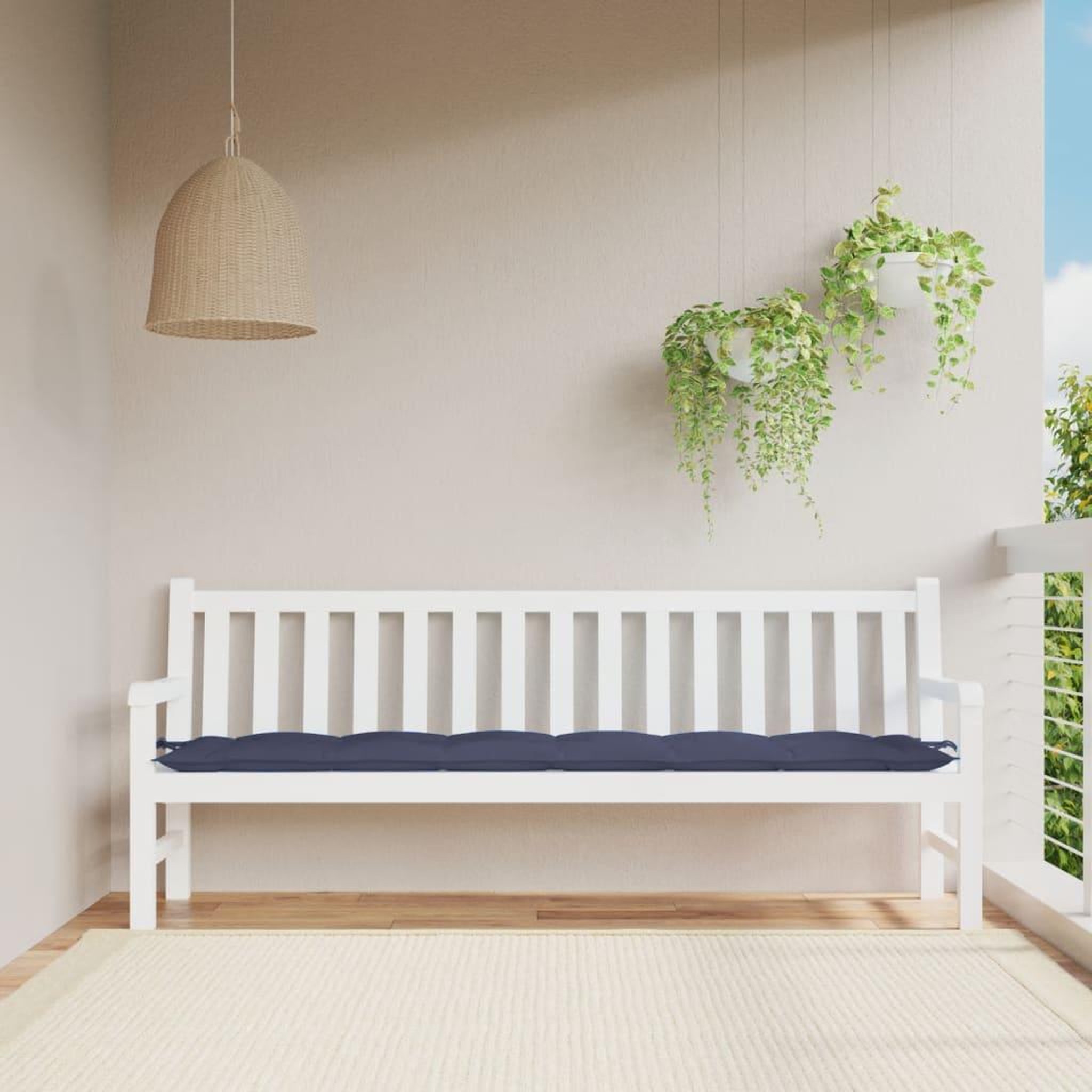 VIDAXL Coussin de banc de jardin bleu marine 200x50x7 cm tissu oxford