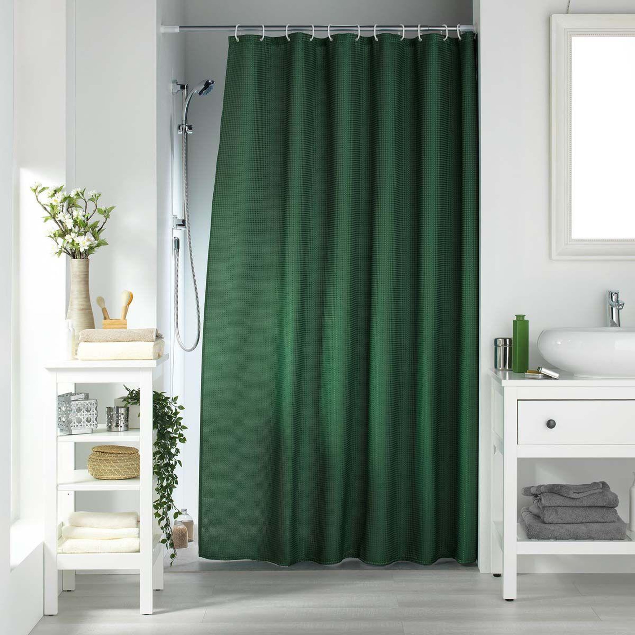 Voir la diapositive 3 : Douceur d'Intérieur Rideau de douche  quartz  180x200cm kaki